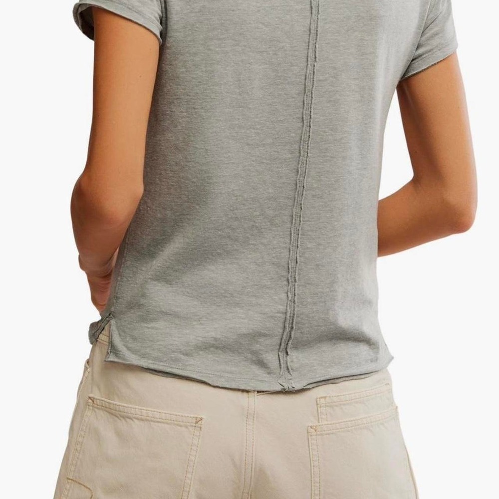 Free People We The Free NWT ($48) grey t-shirt features a blue "SURF" - Picture 2 of 2